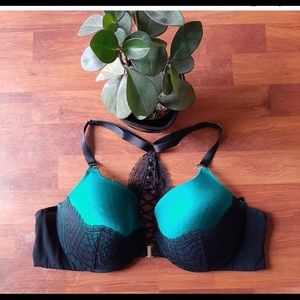 ASHLEY GRAHAM Teal Plunge Bra—40 D